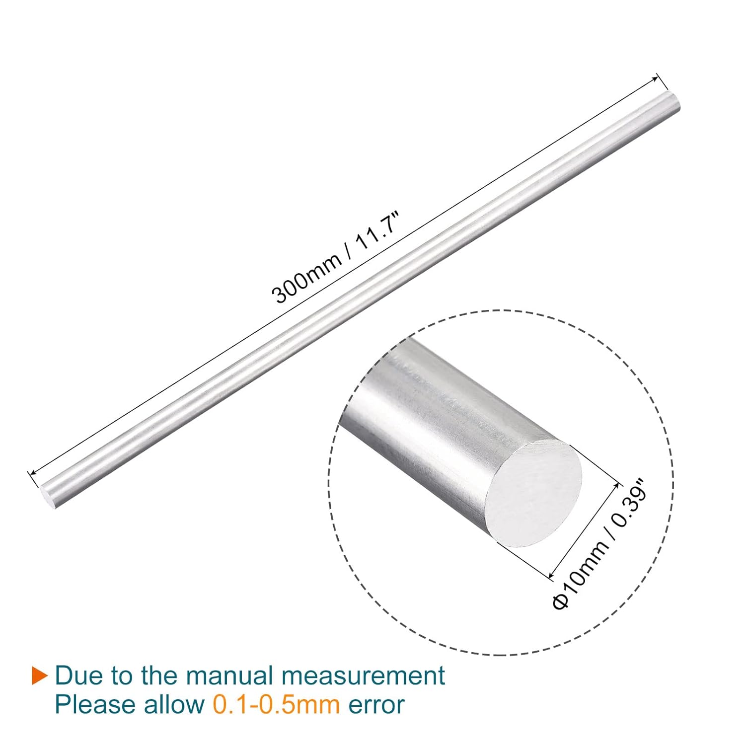 MECCANIXITY Varilla redonda sólida de aluminio de 0.394 in de diámetro, 11.811 in de longitud, para manualidades, paquete de 1 unidad