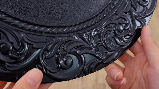 Zhehao 50 unidades de platos antiguos a granel de 13 pulgadas con borde en relieve de plástico, platos redondos decorativos para cenas, bodas,