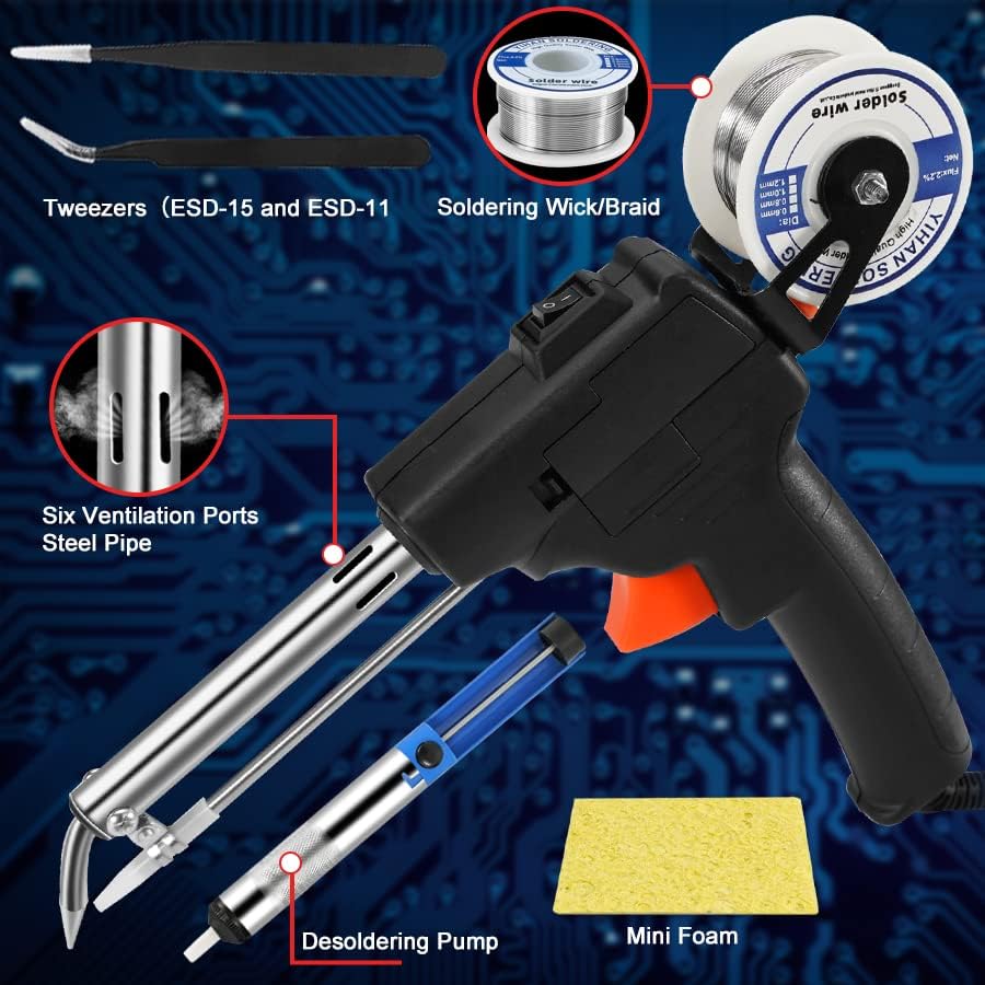 Kit de pistola de soldadura automática de 110 V, micro pistolas de soldadura para electrónica, placa de circuito de alambre de mecha de soldadura o
