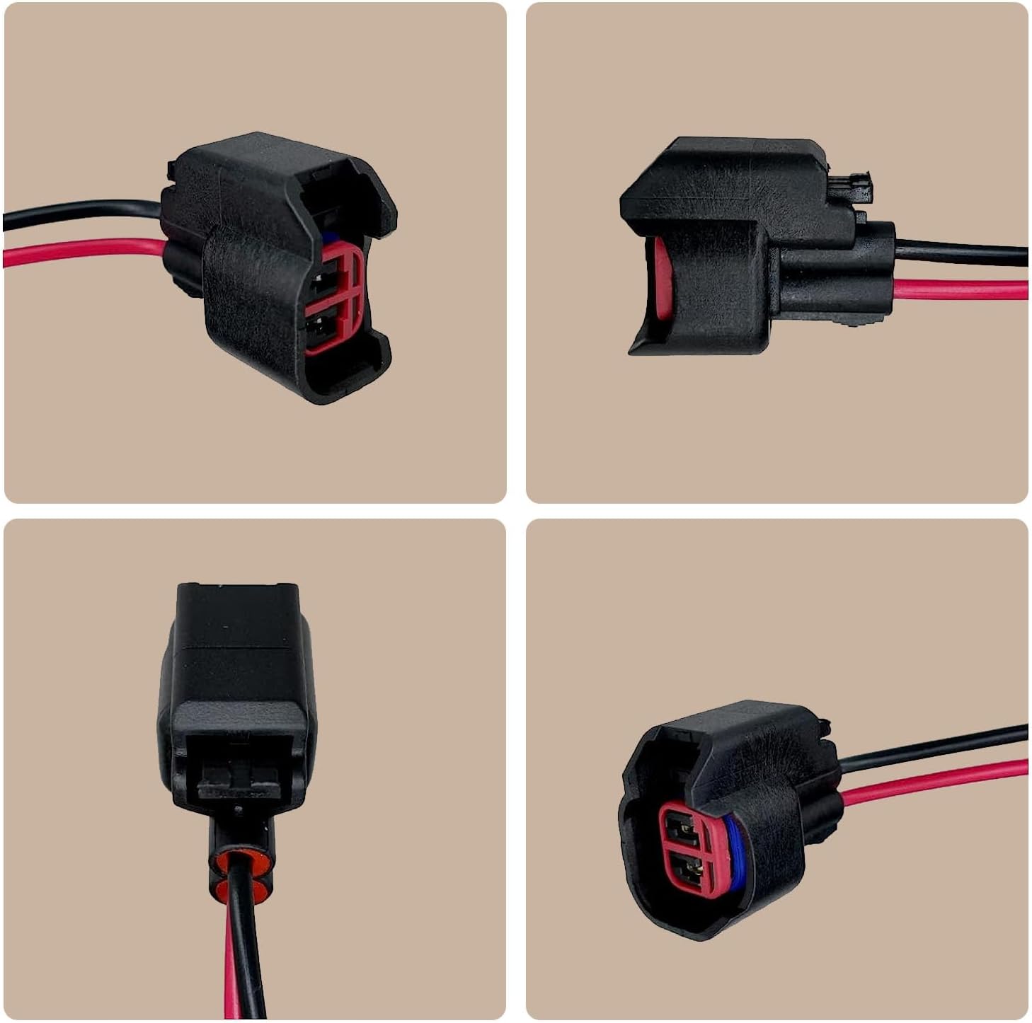 GKmow Pack-2 EV6 EV14 Conector del inyector con cable, conector estándar del inyector de combustible de productos del motor para la mayoría de los