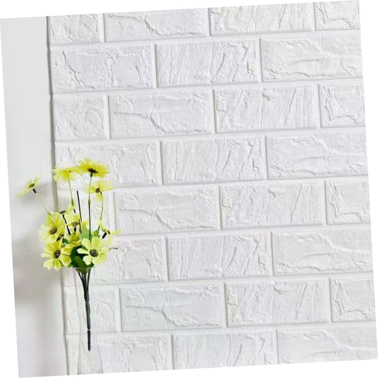 Angoily Papel pintado de ladrillo para niños, calcomanías de pared de ladrillo 3D, papel tapiz de ladrillo, pegatinas blancas adhesivas para niños