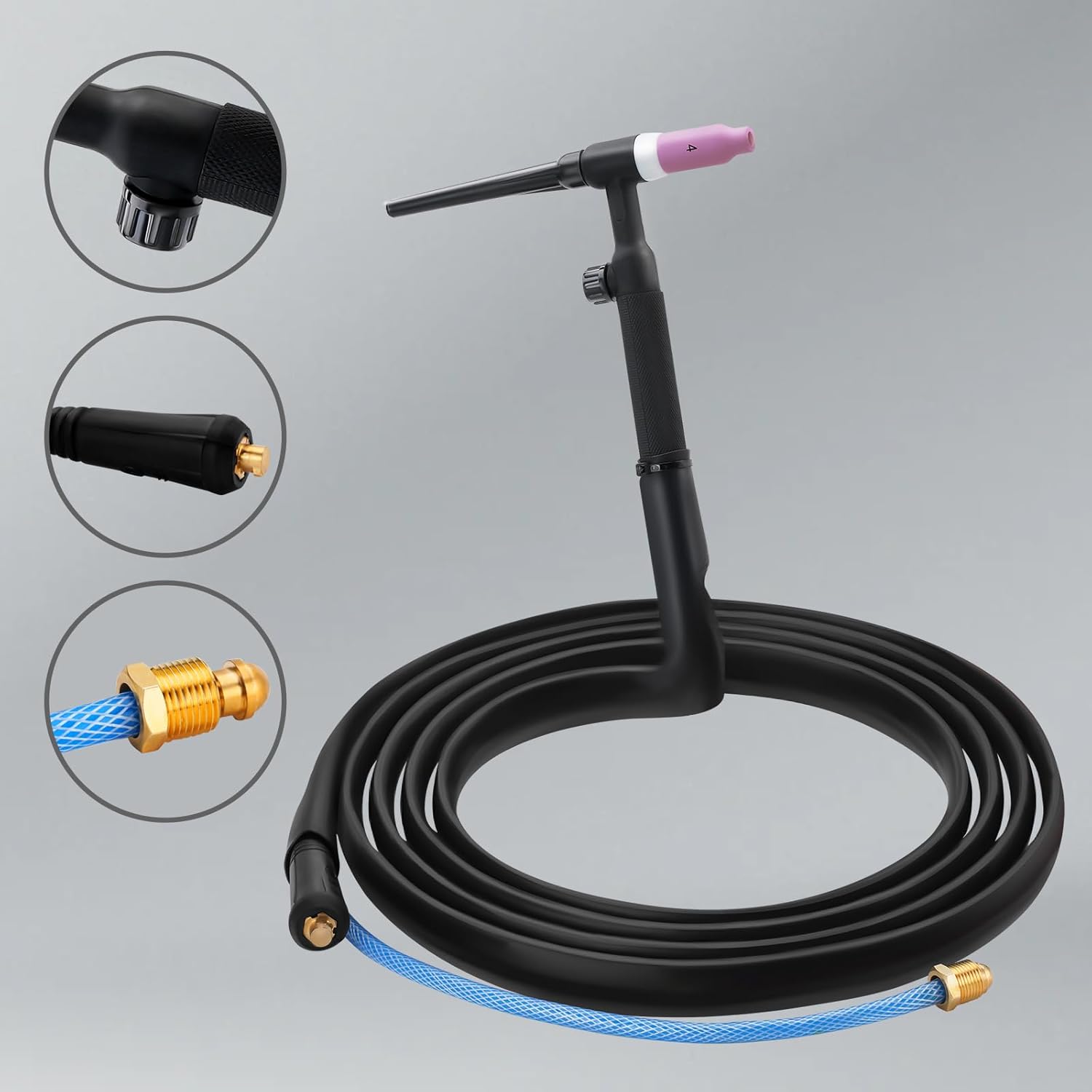 SSIMDER TIG Antorcha de soldadura 150 amperios WP-17V 13 pies refrigerada por aire TIG antorcha con pistola de tungsteno de 10-25 mm enchufe europeo