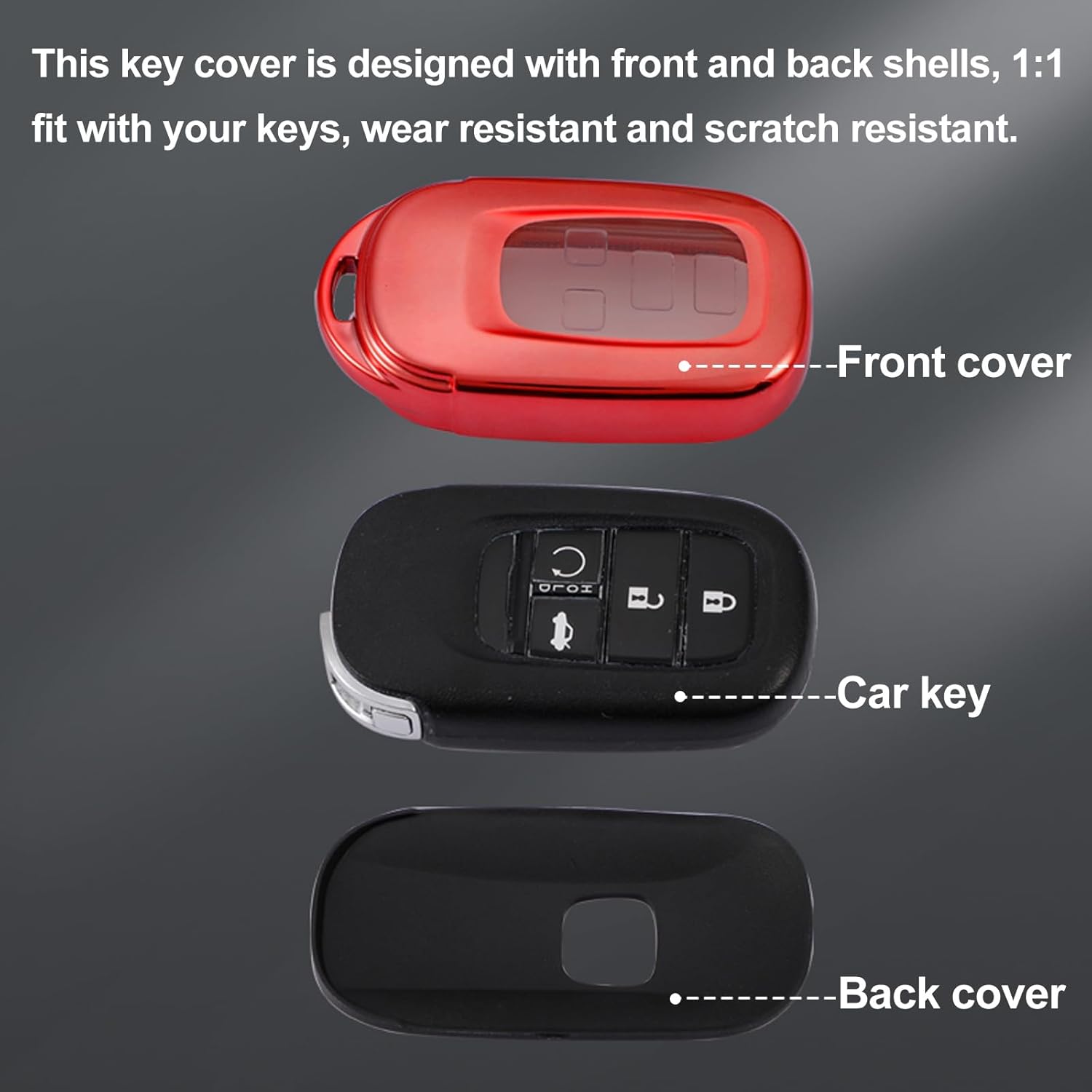 YUBOMT Funda para llavero con llavero para Honda, Rojo –