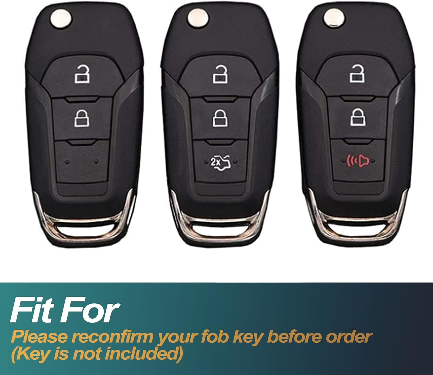 FEYOUN Funda para llavero compatible con Ford Ranger Escape Expedition Explorer Fusion F-150 F-250 F-350 F-450 F-550 Flip 3 botones de TPU remoto