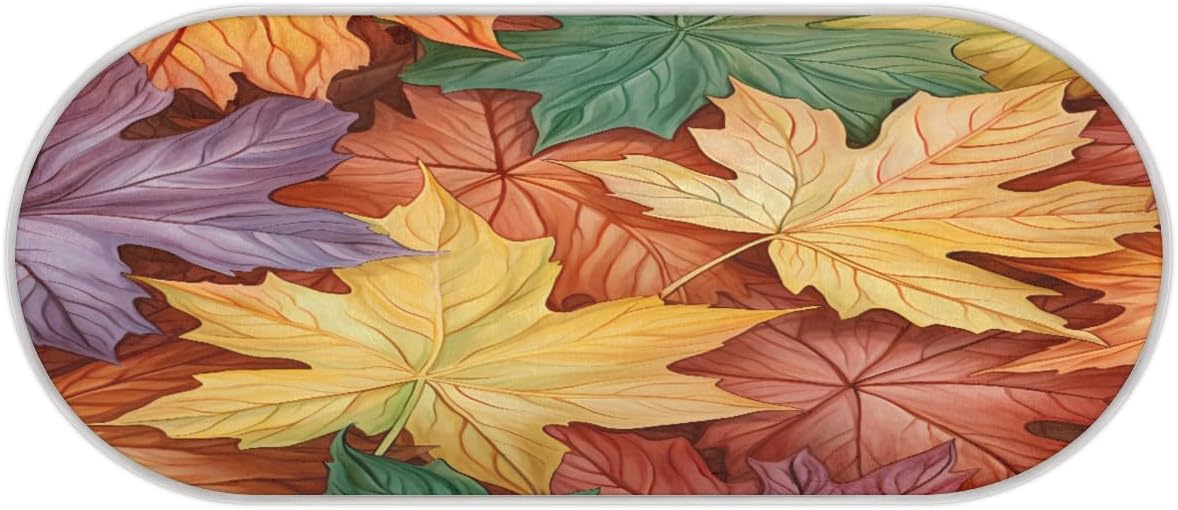 cfpolar Colorful Maple Leave Bathroom Rugs Non-Slip Bath Rug Microfiber Bath Mat Absorbent Kitchen Mats and Rugs Machine Washable Oval Plush Floor