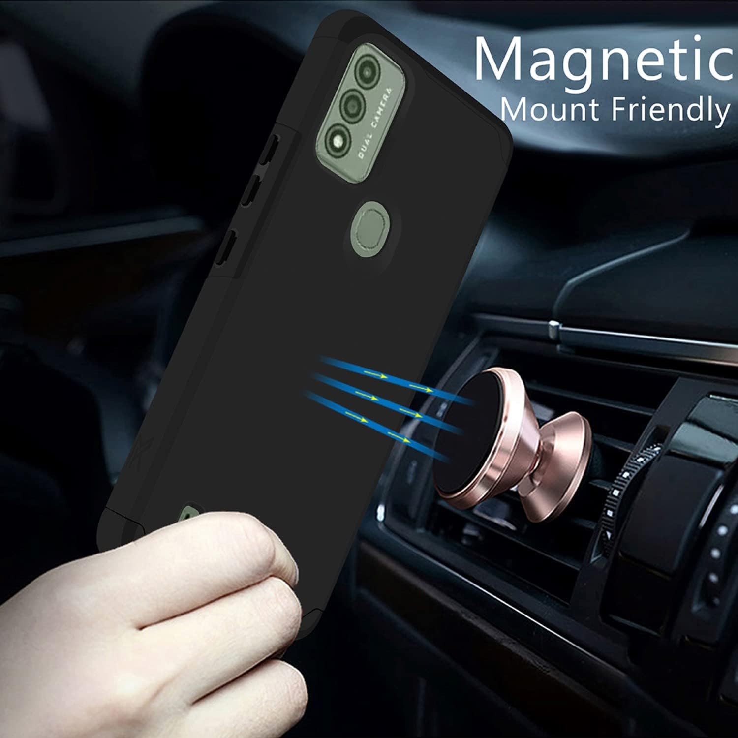 TJS Funda compatible con Wiko Voix, híbrida de doble capa (compatible con montaje magnético), a prueba de golpes, protección contra caídas, contra