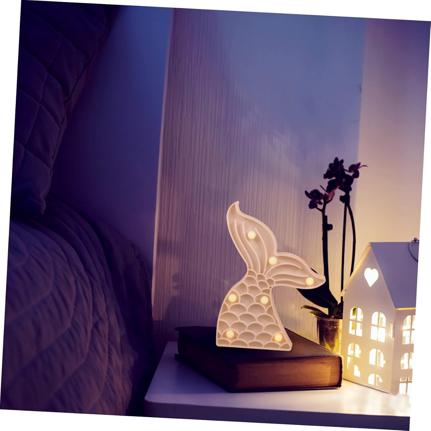 DOITOOL Lámpara de modelado de cola de pez, 3 piezas, luz nocturna, decoración de sirena, decoración del hogar, decoración para dormitorio, cola de