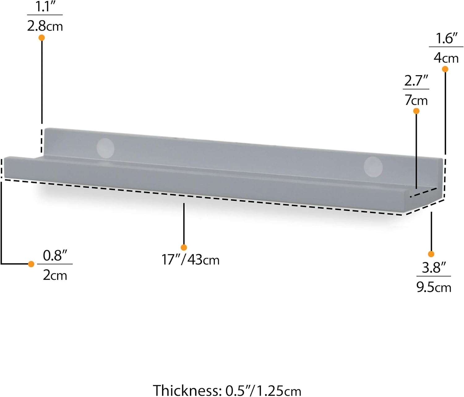 Wallniture Denver Estantes flotantes de 17 pulgadas para pared, estantes flotantes para libros para habitación de niños, estantes de guardería para