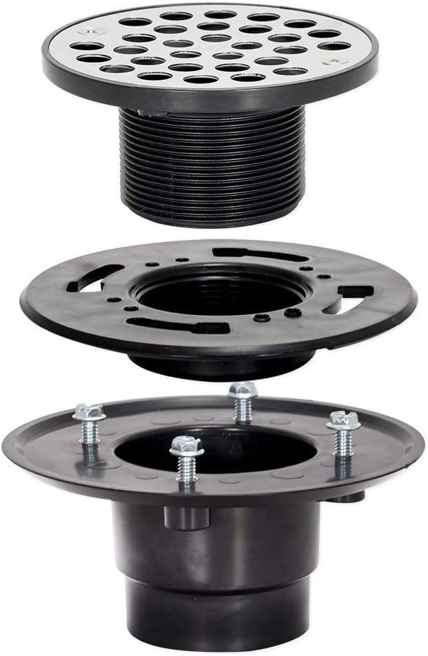 EZ-FLO Desagüe de piso y ducha ABS de perfil bajo de 2 pulgadas x 3 pulgadas, rejilla de acero inoxidable, 15342