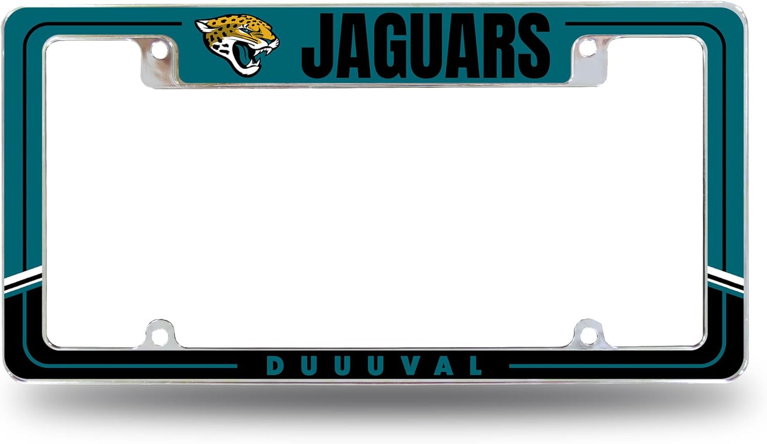 Rico Industries Marco de matrícula de fútbol de NFL de dos tonos, 12 x 6 pulgadas, cromado, para automóvil, camión, SUV