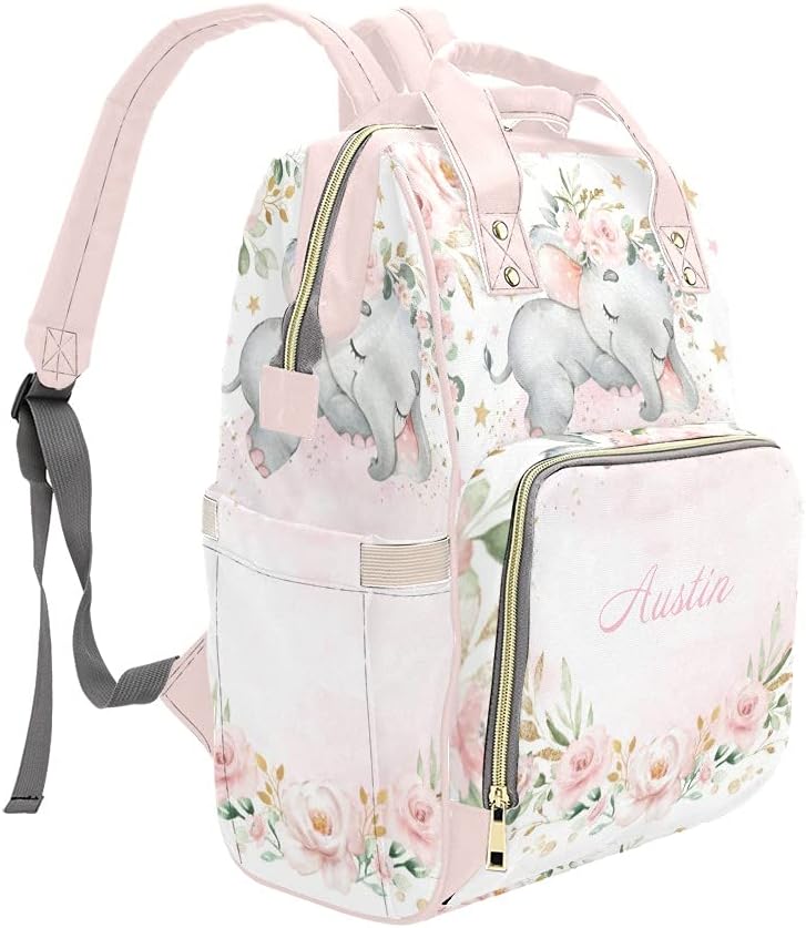 Mochila de pañales personalizada de flores, bolsa multifunción personalizada grande, mochila unisex para mamá, niño y niña, opción 9, Mochilas de