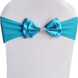 AatT.EASE Bandas elásticas de elastano para decoración de sillas para bodas, fiestas, recepciones, banquetes, bandas elásticas con lazos dobles de AatT.EASE Bandas elásticas de elastano para decoración de sillas para bodas, fiestas, recepciones, banquetes, bandas elásticas con lazos dobles de