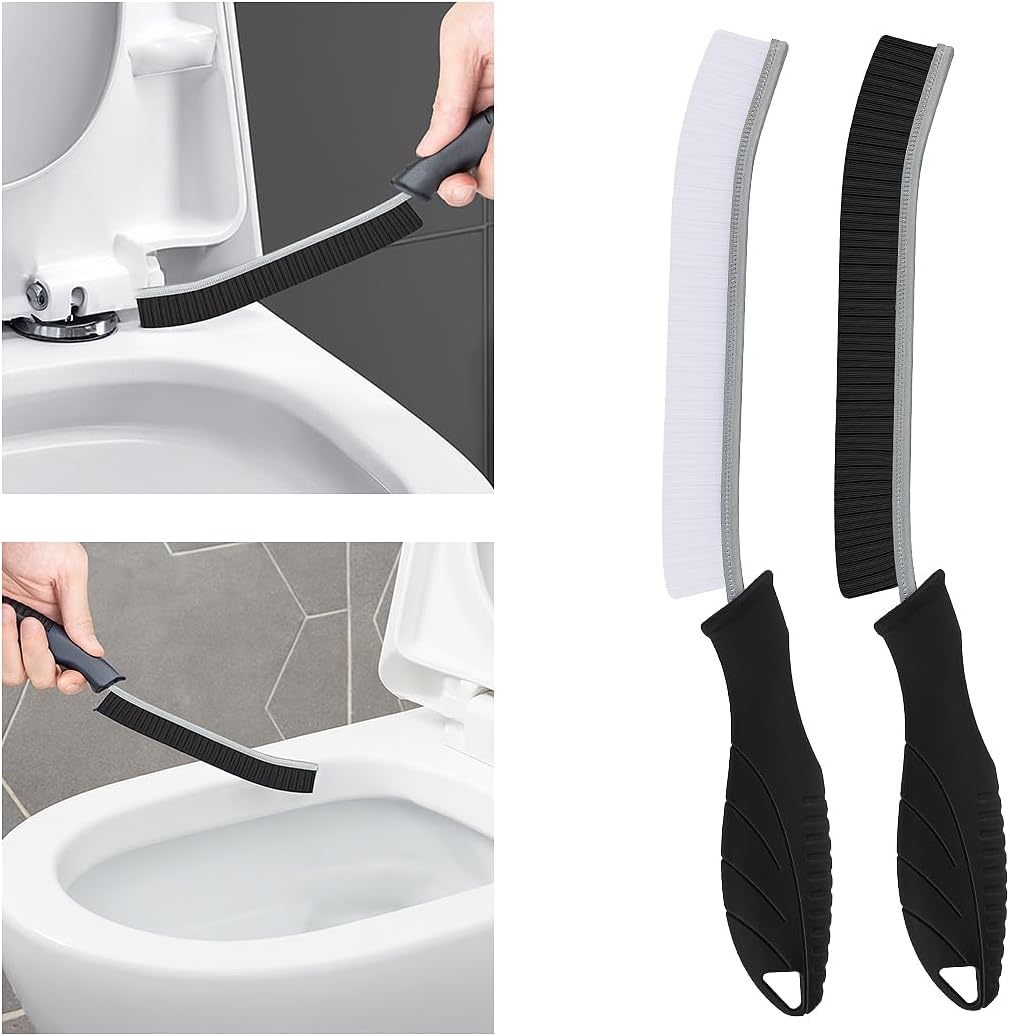 Cepillo de inodoro, 2 piezas de cepillo de limpieza de baño, cepillo de inodoro profundo con agujero para colgar, cepillo de limpieza multifuncional
