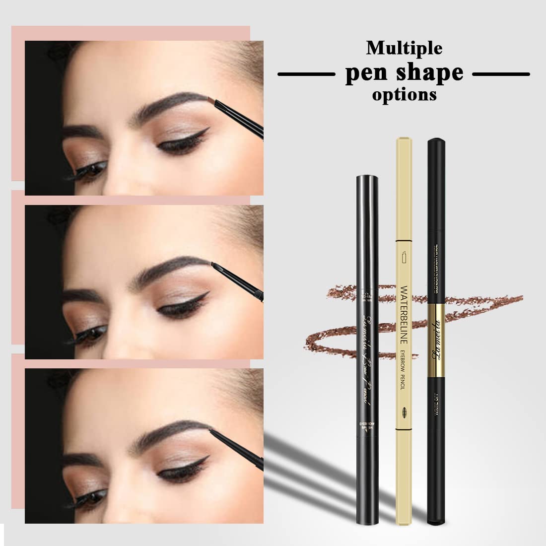 3 lápices de cejas diferentes, crean cejas de aspecto natural fácilmente y duran todo el día, 3 en 1 3 lápices de cejas, marrón claro #-0803083