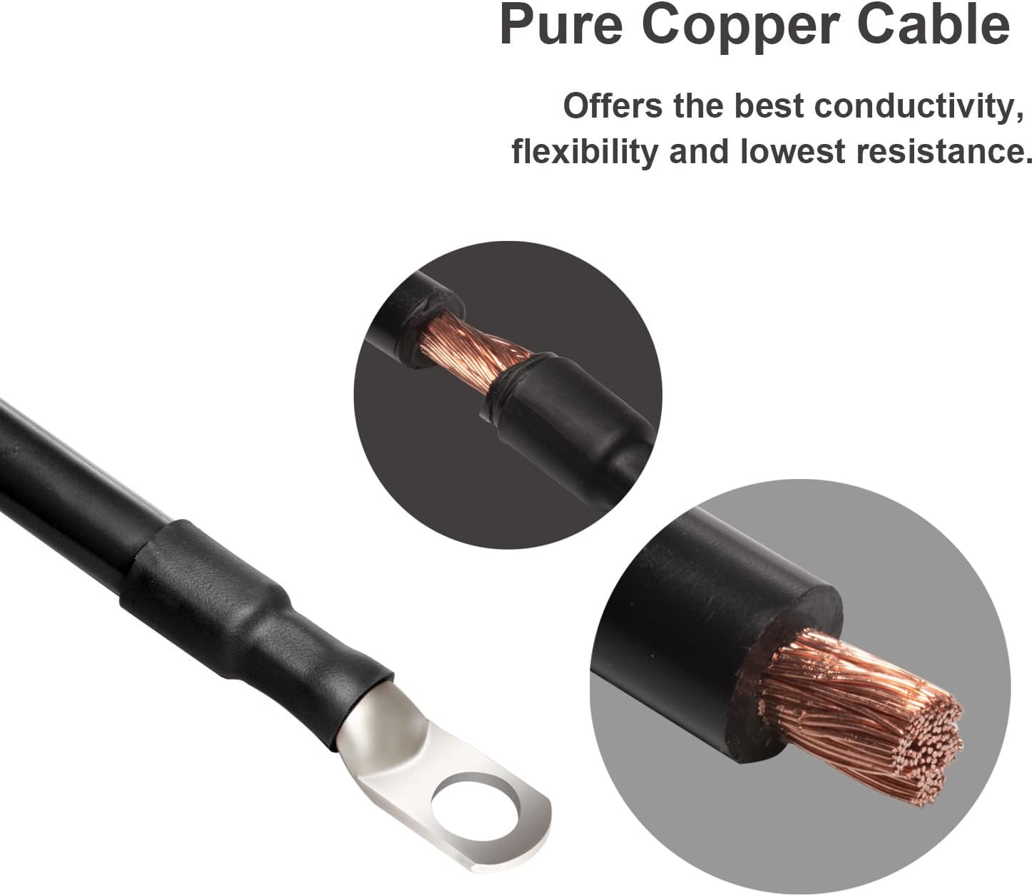 MILAPEAK Cables de batería de 4 AWG, juego de cables inversores de batería marina de calibre 4 de 5 pies con terminales de 38 pulgadas (positivos y