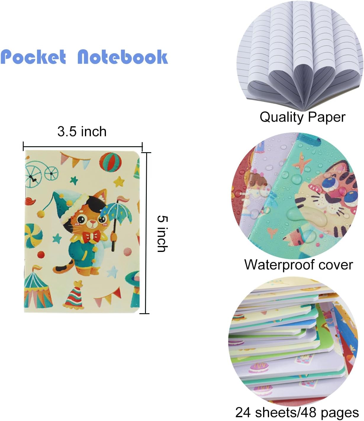 24 mini cuadernos, bloc de notas de bolsillo de 3.5 x 5 pulgadas, diario pequeño para escuela, oficina, hogar, suministros de regalo de viaje