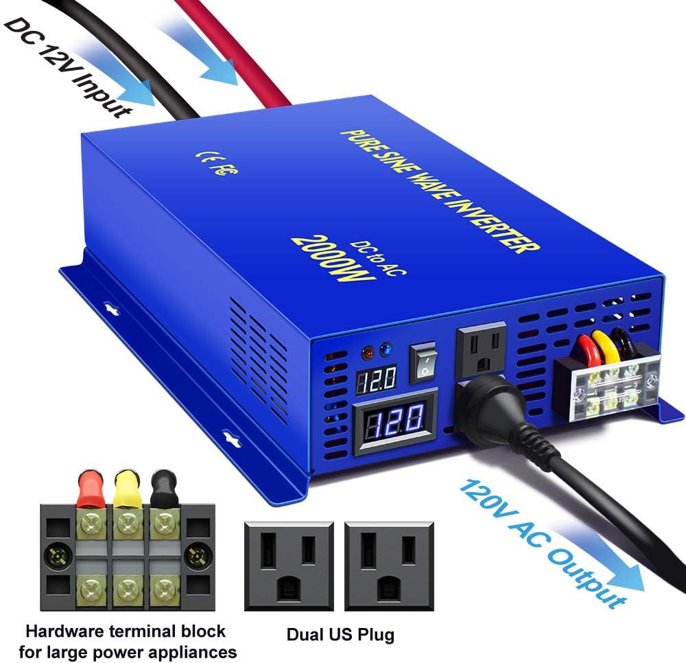 XYZ INVT – Inversor de potencia de onda sinusoidal pura, CC a CA, 1000W, 1500W, 2000W, 2500W, 3000W
