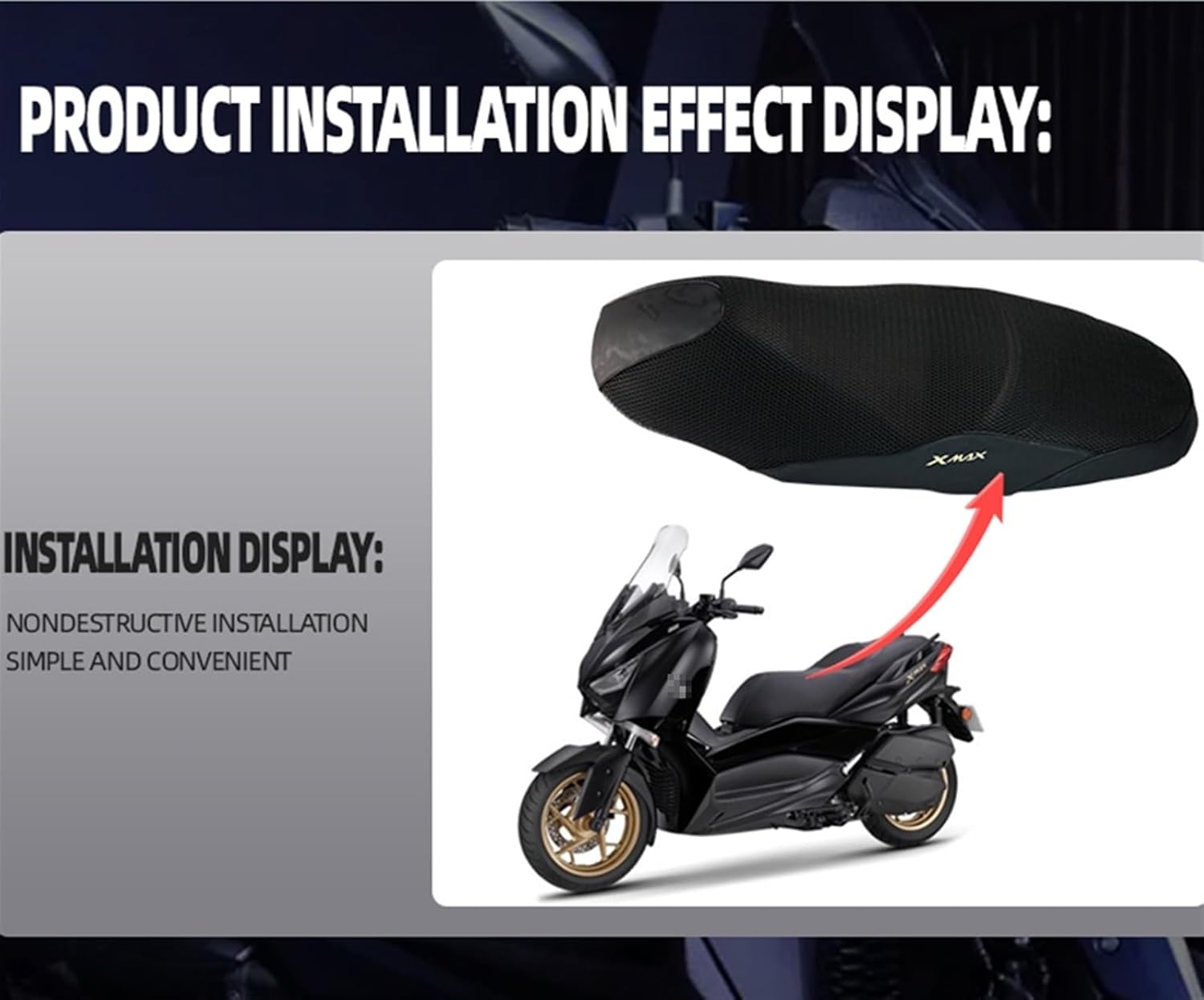 Accesorios de motocicleta Funda de ajuste de cojín de malla para Y-AMAHA Xmax 300 Funda de asiento Funda de sillín Xmax 250 125 X-MAX 400 XMAX300