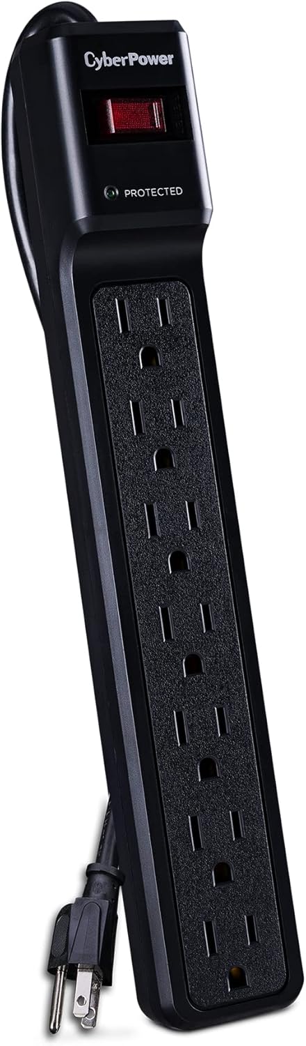 CyberPower CSB706 – Protector de sobretensiones esencial, 1500J125V, 7 tomas, cable de alimentación de 6 pies
