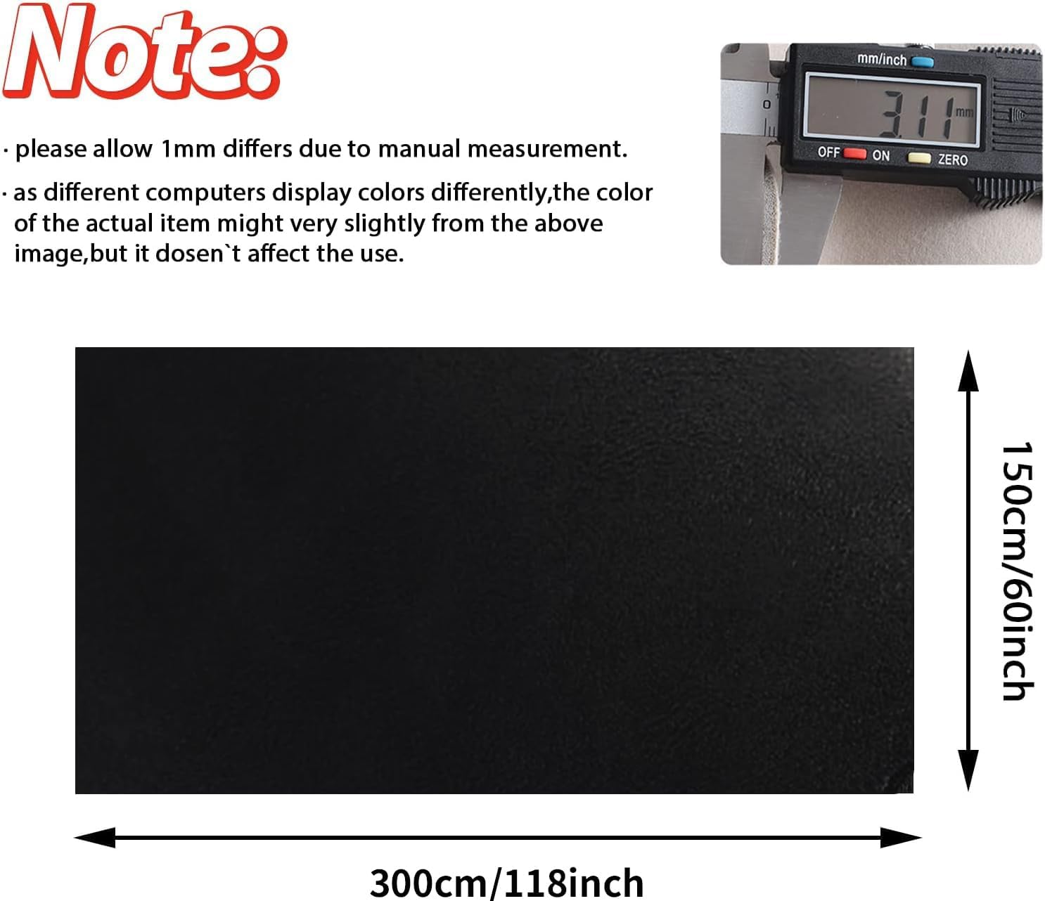 Tela de gamuza negra de 118 pulgadas de largo x 60 pulgadas de ancho con material de respaldo de espuma, tela de microgamuza para automóvilhogar
