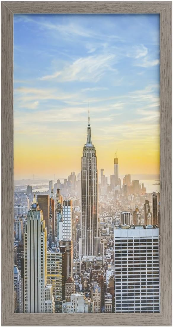 Frame Amo Marco gris de 12 x 24 pulgadas para fotos o pósteres, borde ancho de 1 pulgada, acabado liso, parte delantera de acrílico
