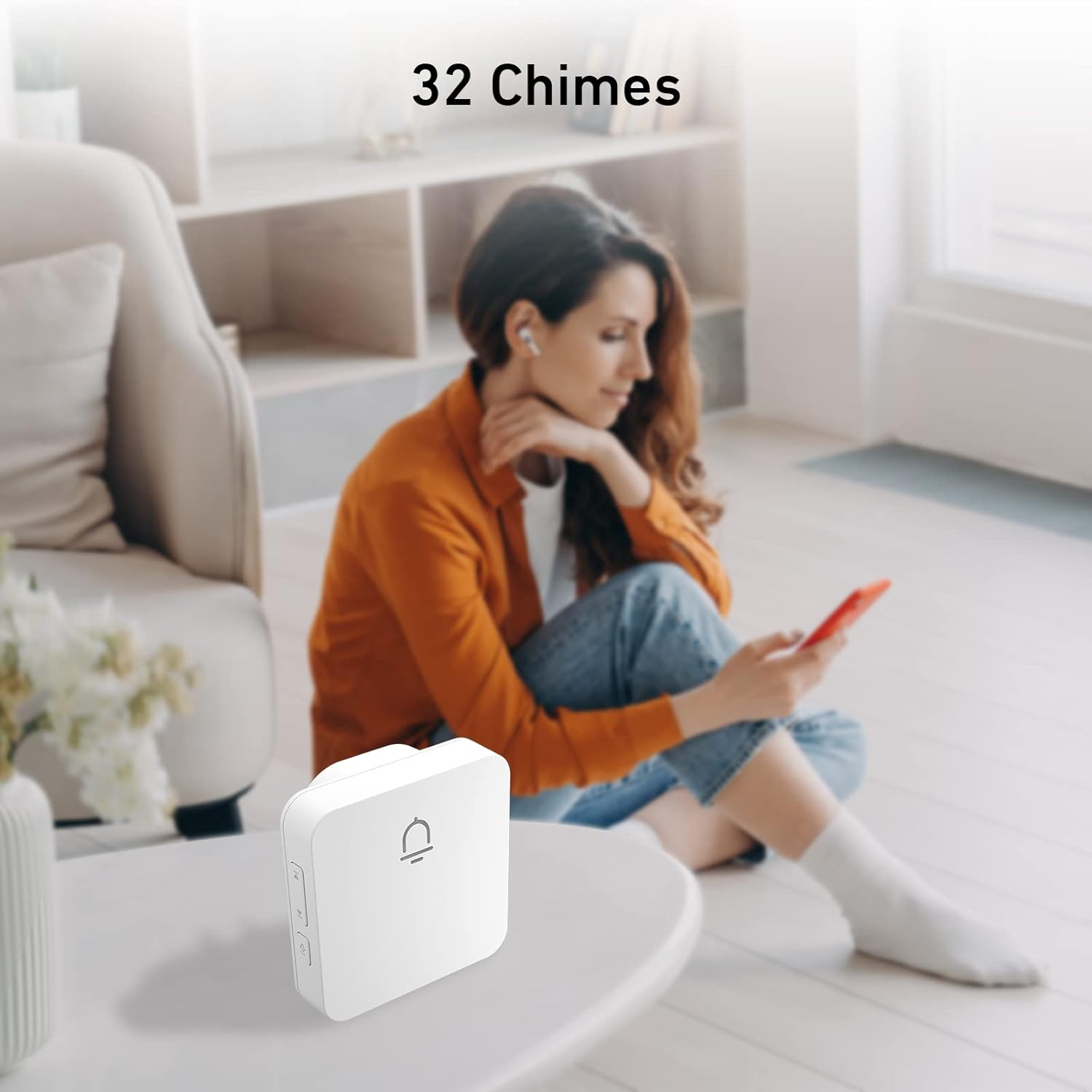 SECRUI Timbre inalámbrico con 2 botones, instalación sin complicaciones, rango de 1000 pies, volumen ajustable, diseño impermeable, 32 melodías,