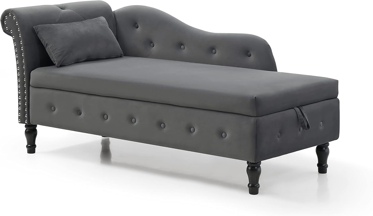 Anwick Chaise Lounge – Silla reclinable tapizada para interiores, moderna y tapizada para sala de estar, dormitorio, sofá cama (gris) (gris +