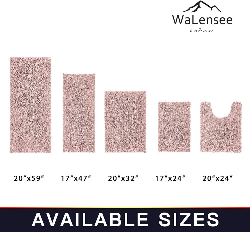 Walensee – Alfombra grande para baño, antideslizante, 32 x 20 pulgadas color rosa polvoriento, absorbente y muy suave, felpilla peluda, extragruesa,
