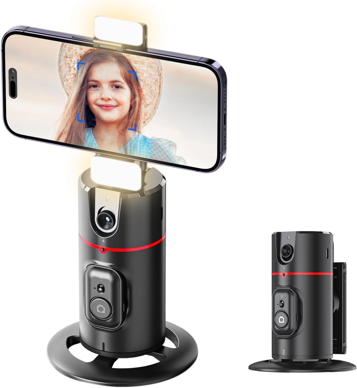 Soporte para teléfono de seguimiento facial automático 2024 con luz de llenado plegable y AFARER con rotación de 360, trípode de seguimiento facial