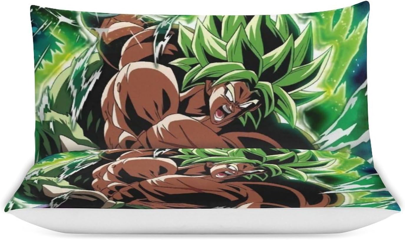 Saiyajin Broly – Juego de sábanas y fundas de almohada de microfibra suave de 3 piezas, tamaño matrimonial, 86 x 70 pulgadas