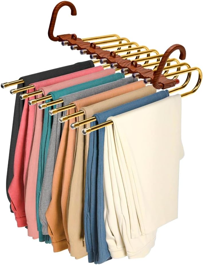 Perchas para pantalones que ahorran espacio de 9 capas plegables para pantalones, multifuncional, actualizado, organizador de jeans para armario,