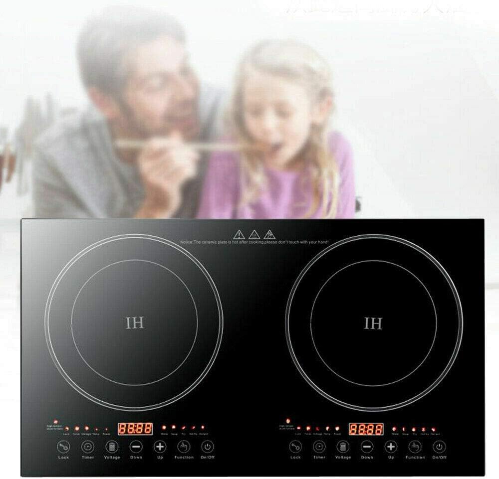 Placa de cocción de inducción dual de 2400 W, portátil, digital, encimera eléctrica, quemador de estufa doble, placa caliente, estufa controlada por