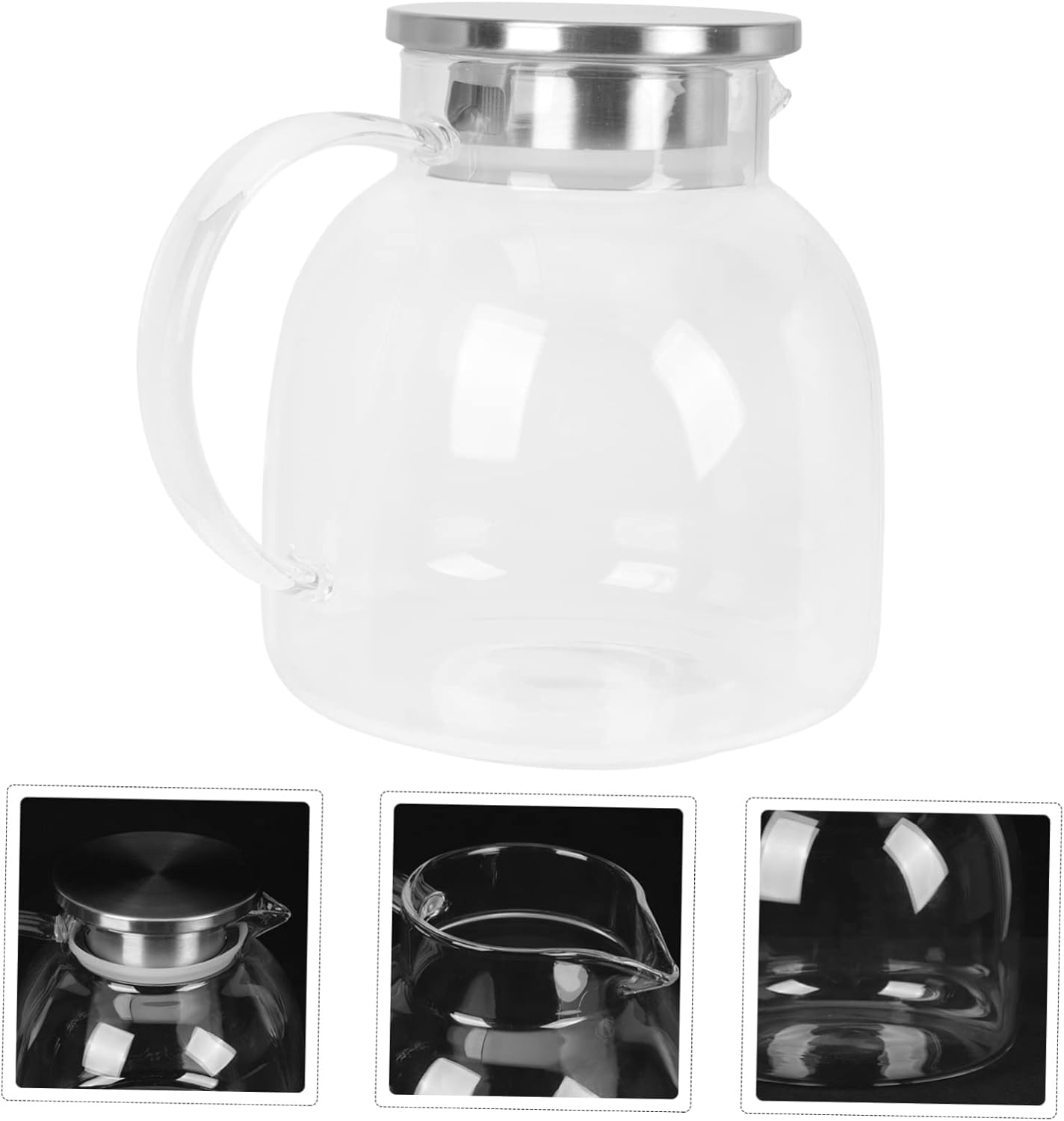 UPKOCH Jarra de acero inoxidable con tapa, contenedor de jugo, jarra de leche, botella de agua con tapa, jarra de agua de vidrio, jarra de té,