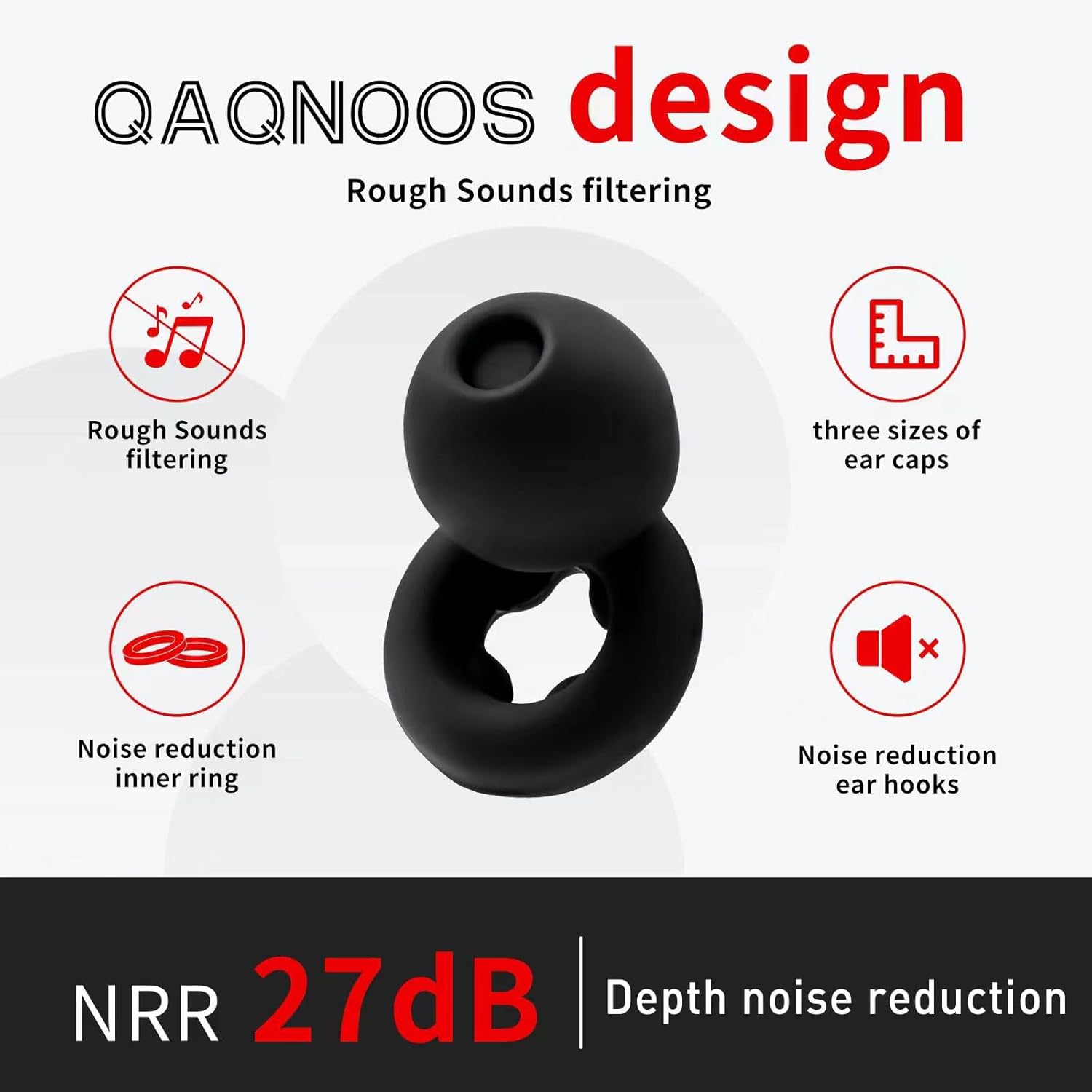 Tapones para los oídos ultra cómodos, de alta NRR 27 dB, ideales para dormir, estudiar, trabajar, viajes y conciertos, 3 tamaños de tapón para los
