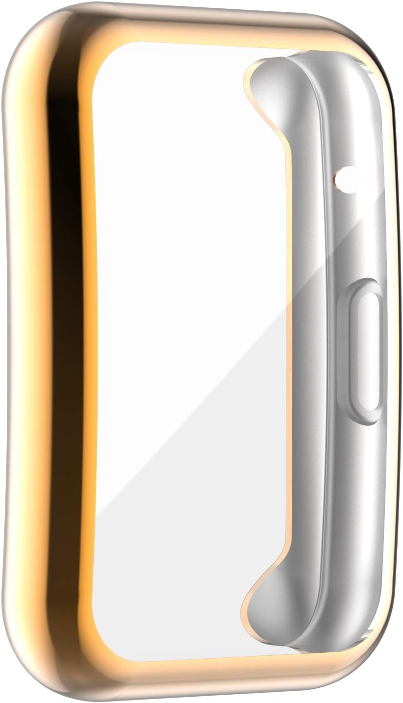 BabyValley Funda compatible con Huawei Watch Fit Case Full Coverage Protector de pantalla Bumper Shell para Watch Fit (oro rosa)