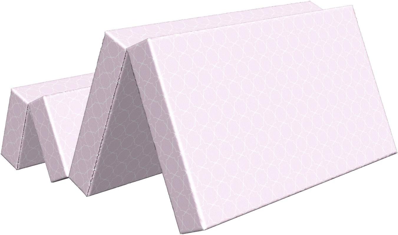 Ambesonne Colchón plegable Eastern, diseño oriental de línea fina, 78.7 x 47.2 pulgadas, rosa y blanco