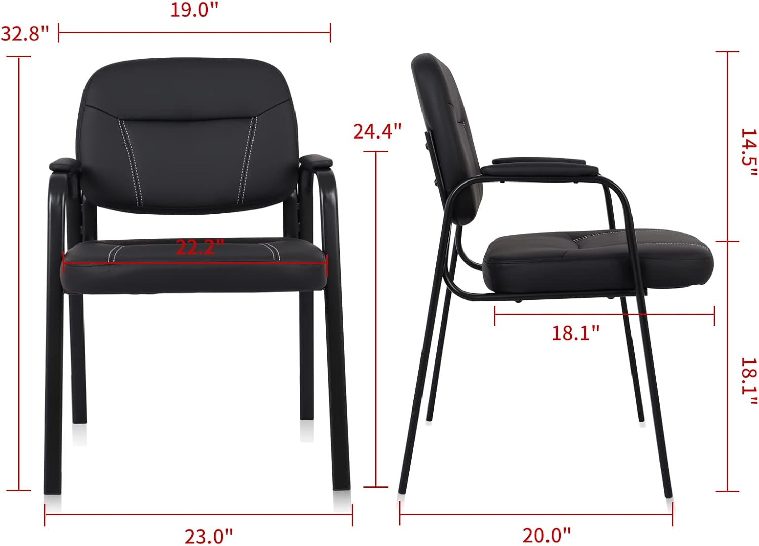 CLATINA Silla de recepción con reposabrazos acolchado de cuero regenerado, silla de invitados de estilo moderno para oficina, reuniones, sala de