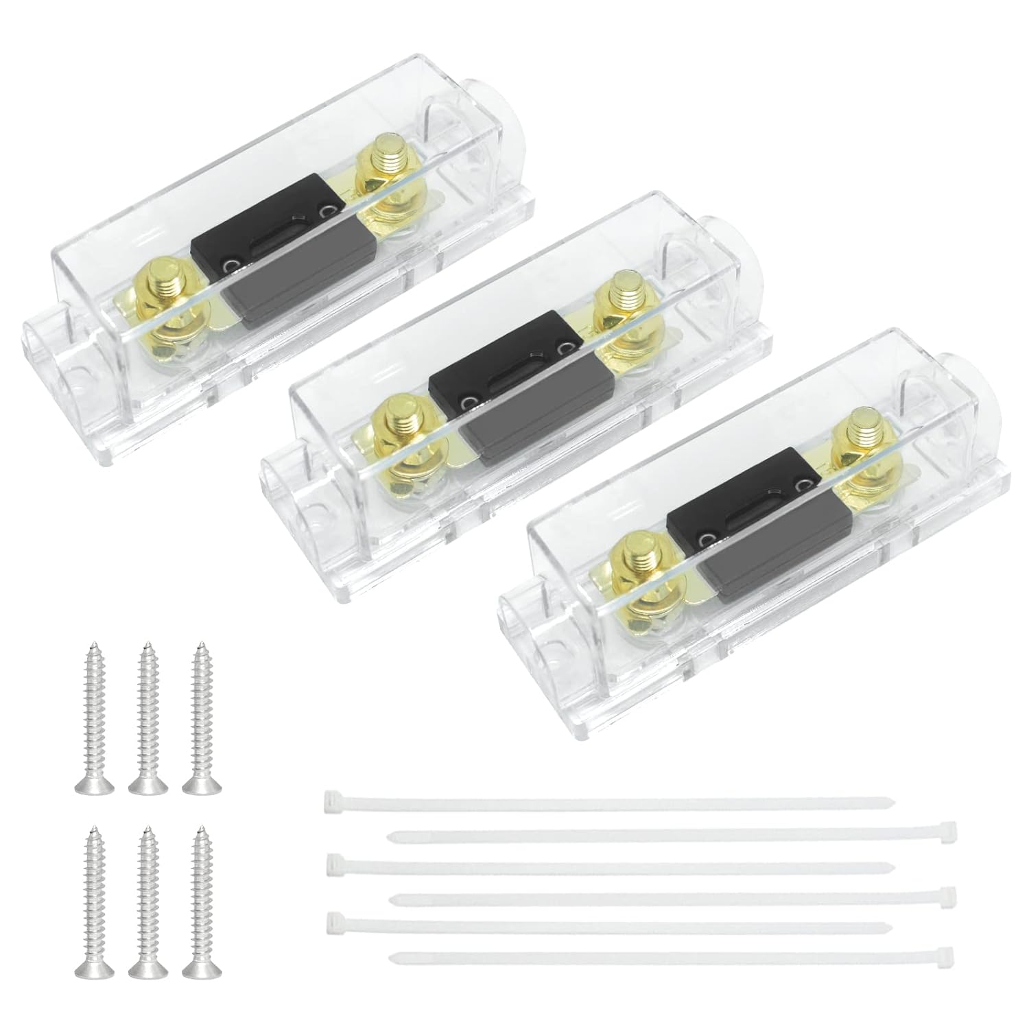 Tiooka Portafusibles ANL de 150 amperios, paquete de 3 portafusibles en línea con fusibles de 150 A, calibre 0248 AWG en línea portafusibles ANL
