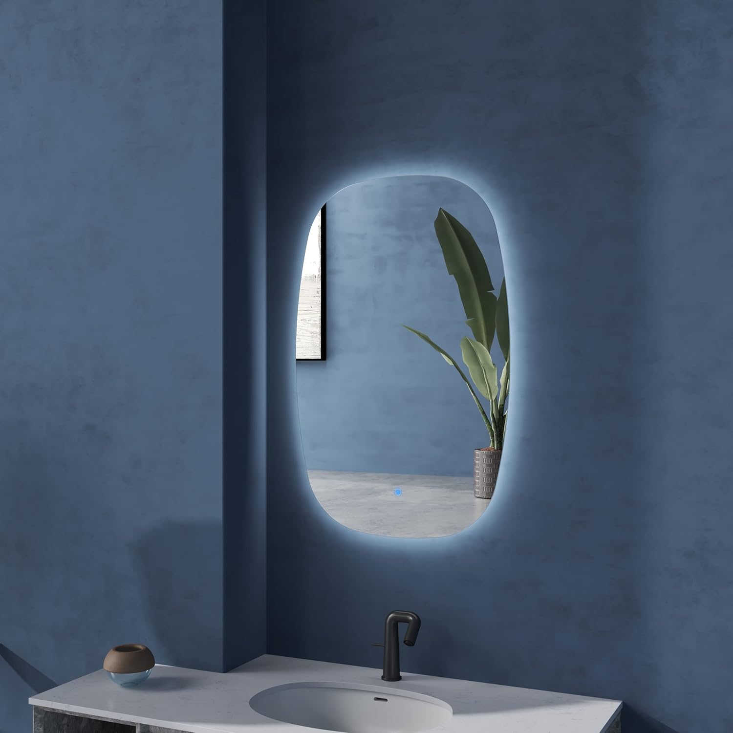 TONA Espejo de baño LED ovalado retroiluminado de 35 x 24 pulgadas, espejo de tocador de 4000 K con luces, espejo de tocador de baño impermeable
