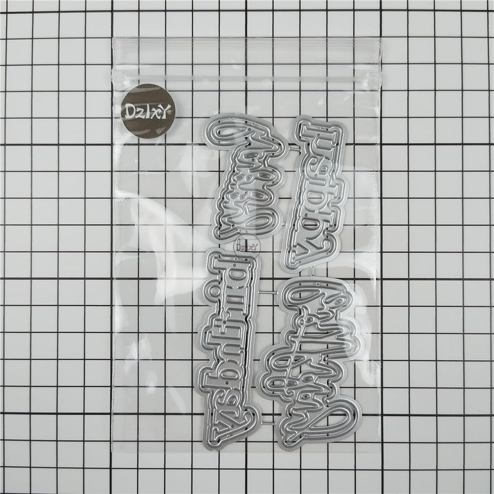 DzIxY Shadow Two Words Happy Birthday – Troqueles de corte de metal para hacer tarjetas, papel de relieve, troquelados, plantillas de máquina para