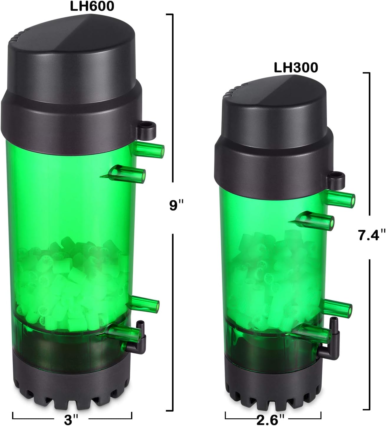 QANVEE Filtro de cama móvil fluidizado Burbuja Bio Media Reactor para acuario pecera con piedra de aire y filtro de esponja
