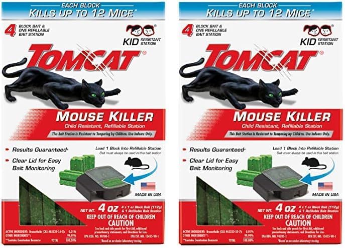 Tomcat Mouse Killer – Estación recargable resistente a los niños, con tapa transparente para un fácil monitoreo, 1 estación de cebo y 4 recambios