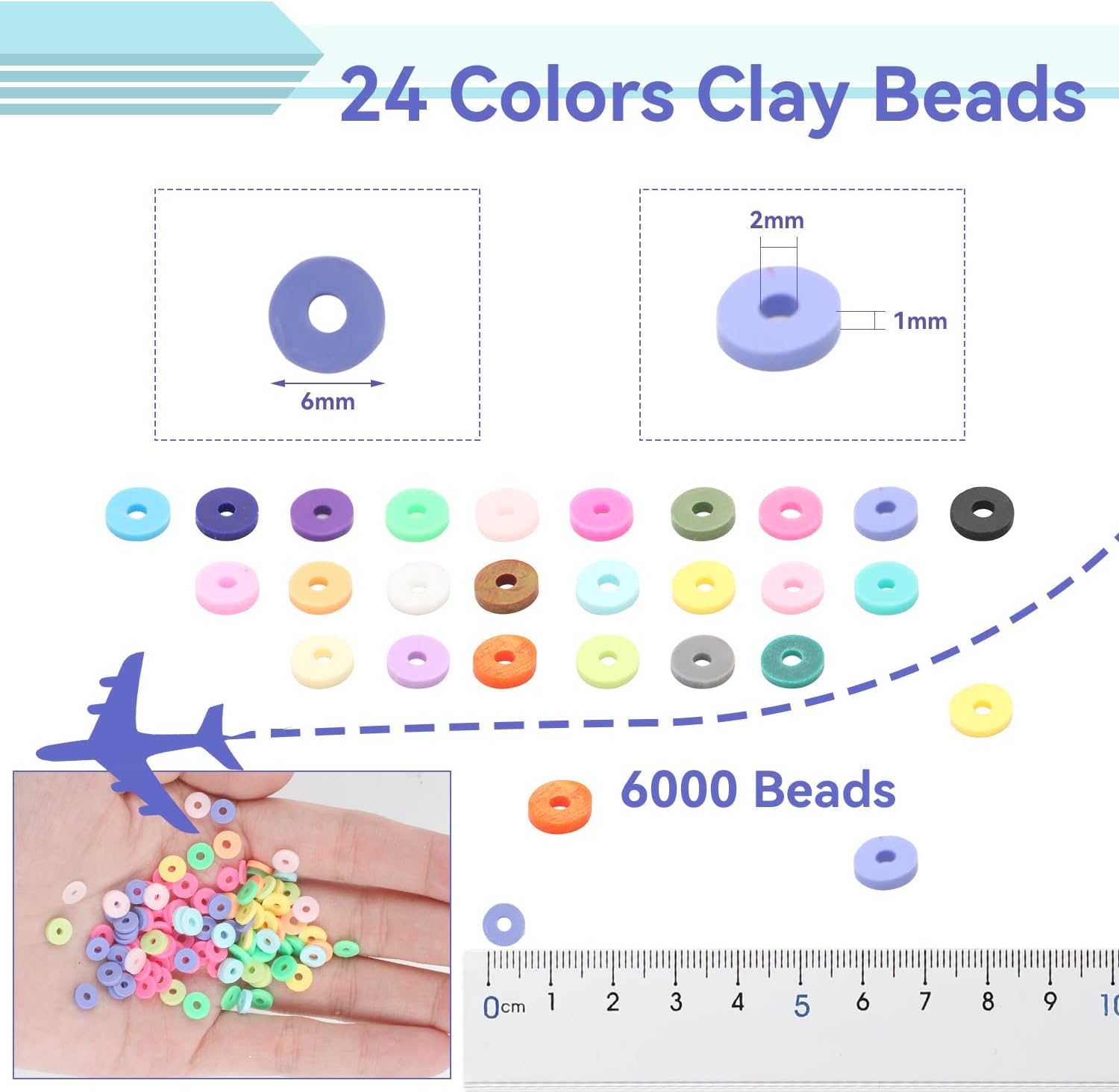 STEFORD Juego de 6000 cuentas de arcilla, 24 cuentas de arcilla de colores para hacer pulseras, cuentas de arcilla con dijes, cuentas de letras para