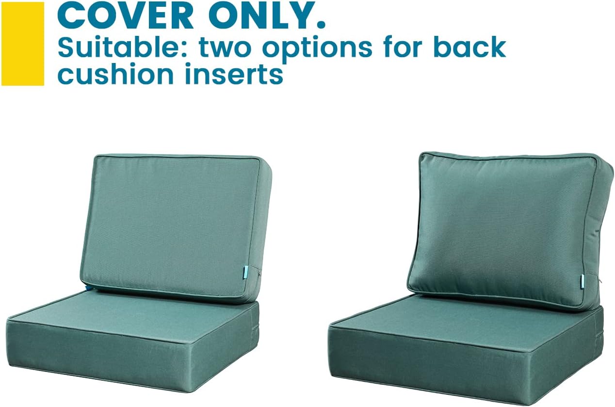 ARTPLAN Fundas de asiento profundo para exteriores, fundas para respaldo de asiento de patio, solo 24 x 24 x 6 pulgadas, 18 x 24 pulgadas, olefina,