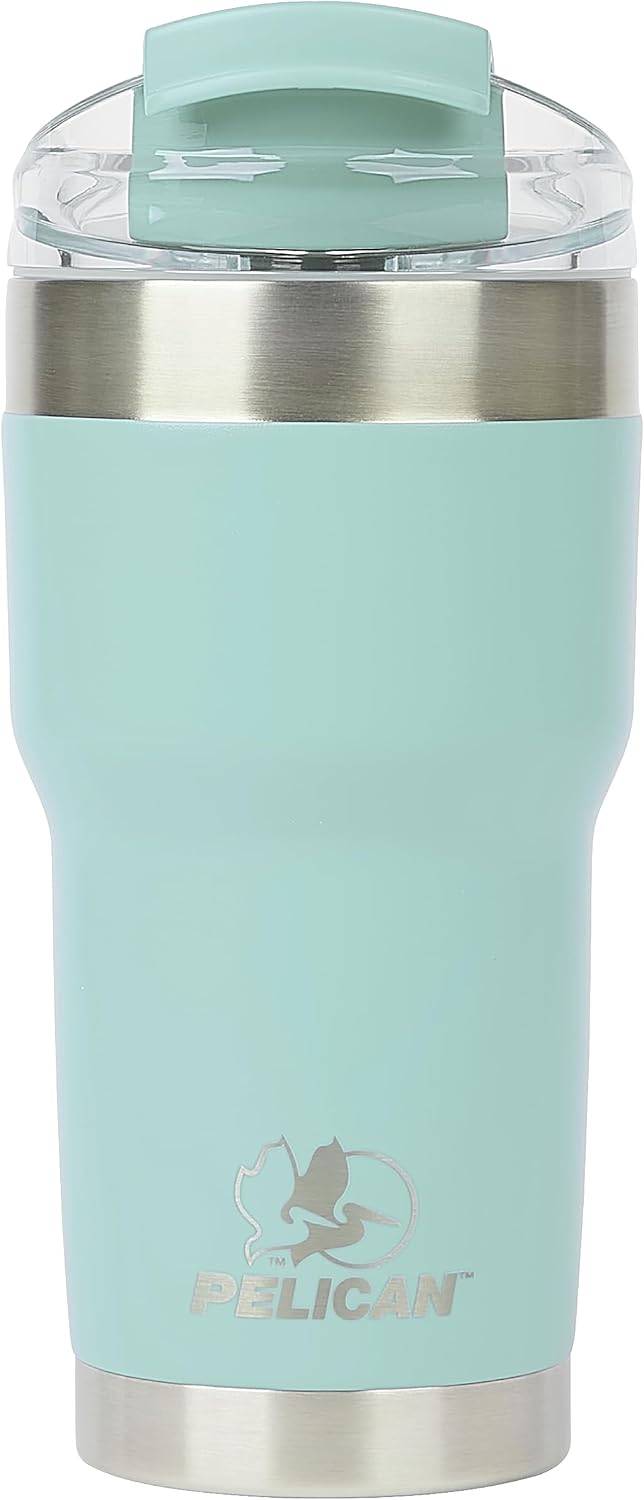 Pelican Hydration Pelican Traveler – Vaso aislado al vacío de 22 onzas, acero inoxidable, doble pared, con tapa doble, taza de café aislada con