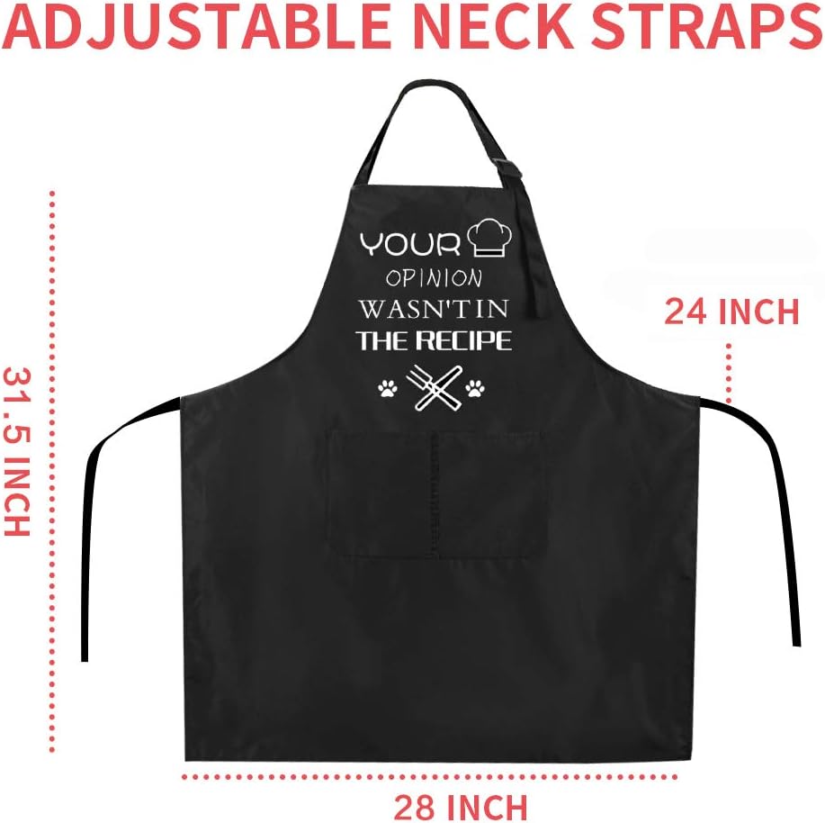 ZOORON Divertidos delantales de chef negros para hombres, ajustables, para barbacoa, cocina, con bolsillos, accesorios para parrilla