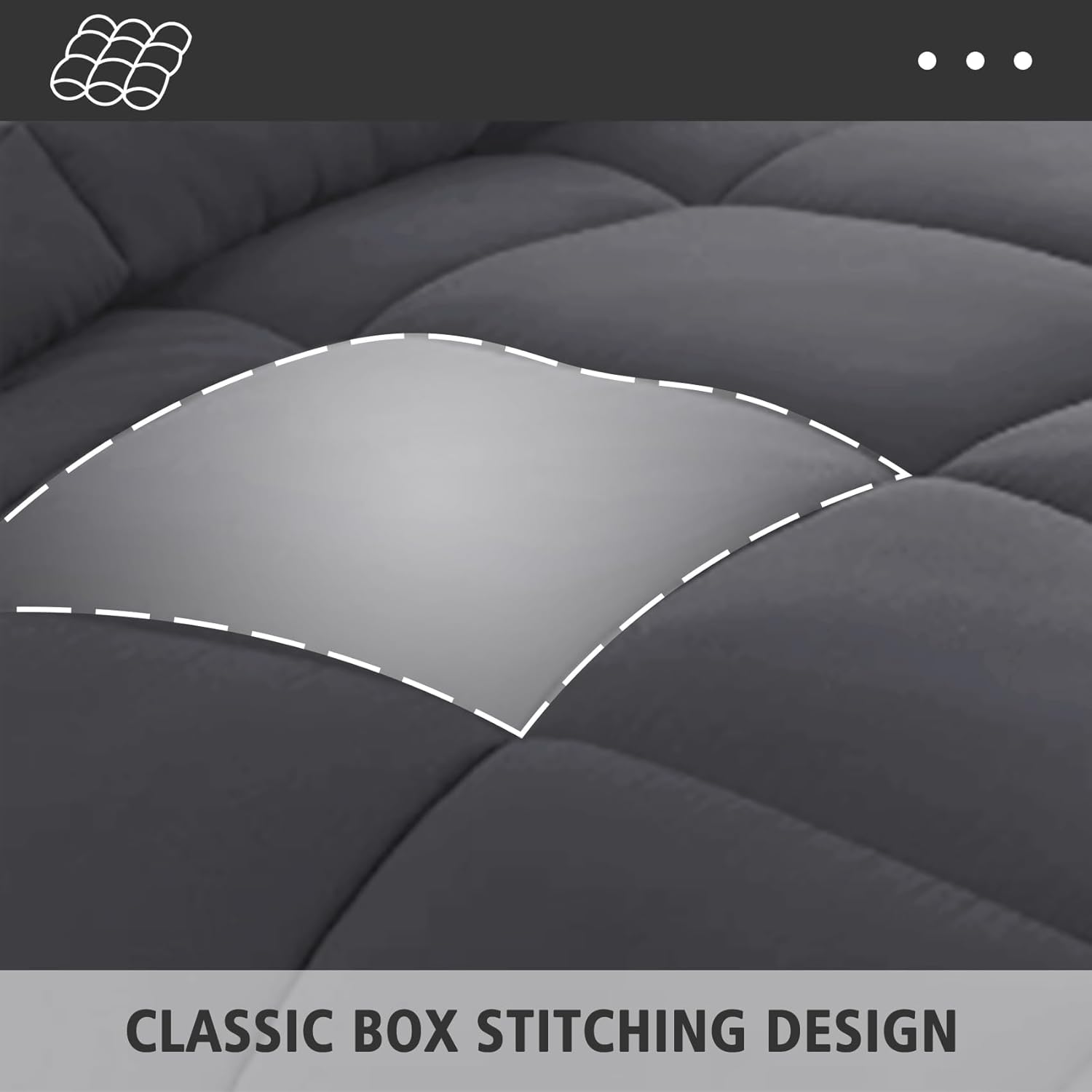 JOLLYVOGUE Juego de edredón tamaño King gris oscuro, juego de cama reversible en una bolsa para todas las estaciones, juego de cama de 3 piezas con