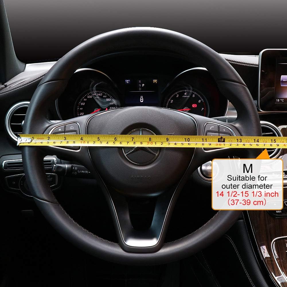 COFIT – Funda antideslizante para volante de piel de microfibra transpirable y de moda, diámetro exterior para volante, tamaños S, M, L