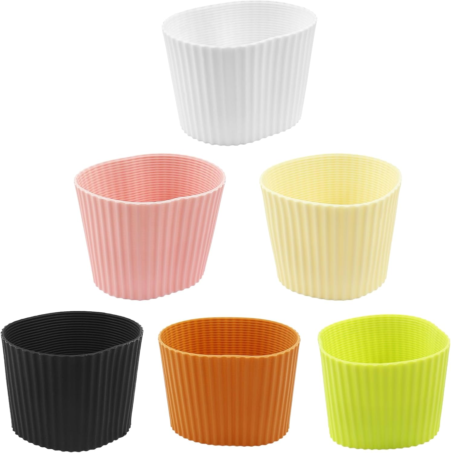 6 fundas reutilizables para tazas de café, 6 colores resistentes al calor, funda de gel de sílice antideslizante, protector de taza para taza de café
