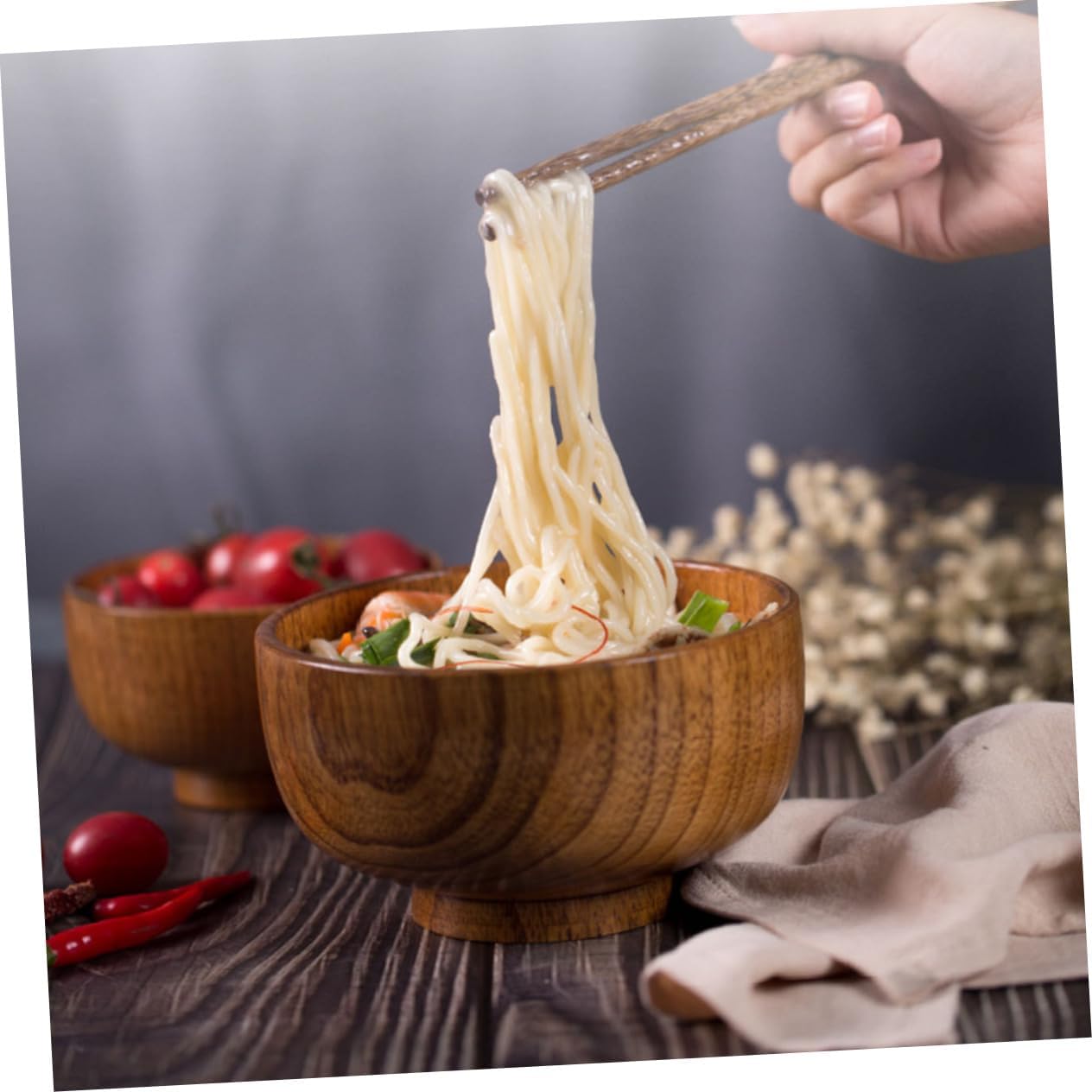 HOMSFOU Tazón de madera Tazón de inmersión Tazón de Cereal Tazones de Inmersión Tazones de Comida Tazón de Ramen Tazón de Sopa Tazón de Bocadillo